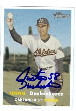 Justin Duchscherer Autographed/Hand Signed MLB Baseball Card (Oakland A's) -