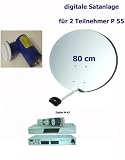 P 55 digitale Satanlage fuer 2 TN, 80 cm beige, 1 x M 45