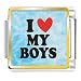 I Heart My Boys Valentine Italian Charms Bracelet Link