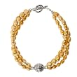 Handmade Golden Yellow Pearl Bracelet With Antiqued Silver Beads