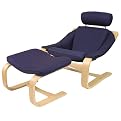 Bentwood Gamer Chair and Stool Set - Blue