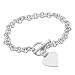 Sterling Silver Heart Tag Toggle Bracelet