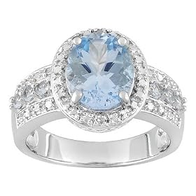 PLATINUM OVER STERLING SILVER 2.82CTW BLUE TOPAZ WITH DIAMOND ACCENT RING by JTV