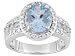 PLATINUM OVER STERLING SILVER 2.82CTW BLUE TOPAZ WITH DIAMOND ACCENT RING