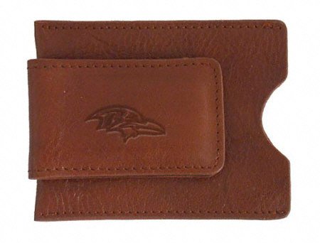 Baltimore Ravens Tan Soft Leather Money Clip