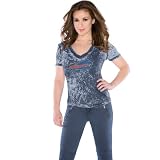 Touch by Alyssa Milano Buffalo Bills Womens Fade Route Low V-Neck T-Shirt Extra Small