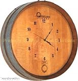 1/4 Wine Barrel Head Wall Clock, Solid Oak Made By Wine Barrel Creations