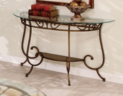 Sofa Table with Glass Top in Bronze Finish