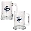 Tampa Bay Rays MLB 2pc 15oz Glass Tankard Set- Primary Logo by Great American Products