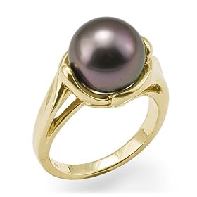 Tahitian Black Pearl Ring in 14K Yellow Gold by Maui Divers of Hawaii