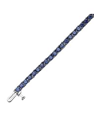 Created Blue Sapphire Sterling Silver Tennis Bracelet