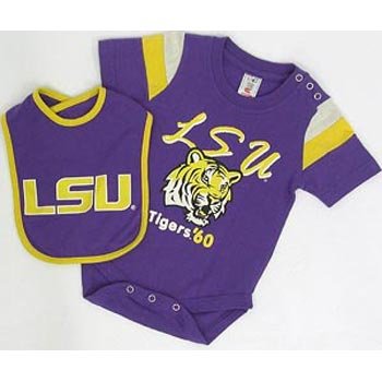 LSU Tigers Infant Starter Onesie w/Bib - Toddler (9-12 Months)