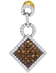 0.33CTW COGNAC DIAMOND MICRO-PAVE PENDANT