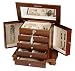 Locking Walnut Wooden Jewelry Box with Tassel Key