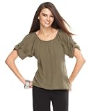 INC International Concepts Top, Short Sleeve Silk Peasant