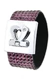 Silver Tone Heart Amethyst Color Disco Strap Bracelet