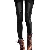 LOCOMO Women Faux Leather Mesh Inset Ankle Length Footless Legging Tregging Tight Skinny Slim FFT013 One Size