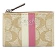 Coach Heritage Stripe Mini Skinny Coin Case with Key Chain Khaki Pink