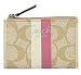 Coach Heritage Stripe Mini Skinny Coin Case with Key Chain Khaki Pink