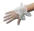 SALE Matte Sheer White Nylon Tricot Shortie Gloves with Double Cuff and Ribbon Trim