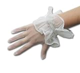 SALE Matte Sheer White Nylon Tricot Shortie Gloves with Double Cuff