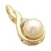 Cultured White Pearl, Sparkling Round Cut Diamonds, 14K Yellow Gold. Pearl and Diamond Pendant