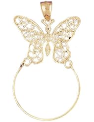 Dazzlers Solid 14k Gold Butterfly Holder Charm Pendant Available in three colors from jewelsberry (weights: 3.9 grams only)