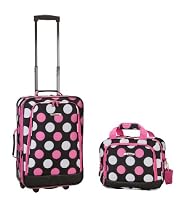 Rockland Luggage 2 Piece Printed Luggage Set, Mulpink Dots, Medium
