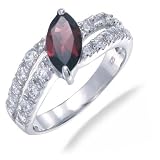 5x10MM Marquise Cut Garnet Ring In Sterling Silver 1.20 CT (Available In Sizes 5-9)