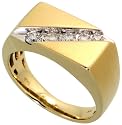 14k Gold Satin Finish Comfort Fit Men's Graduated Journey Diamond Band, w/ 0.51 Carat Brilliant Cut Diamonds, 3/8" (10mm) wide