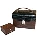 Jewelry Box Leather Expresso Brown Croco Trim Silverstone Buckle Lock Key with Matching Travel Case by Tech Swiss