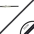 SP28 Kurze Lederkette LSR 30 Schwarz 45 cm / 2 mm Halskette Leder mit 925er Sterling Silber Karabiner-Verschluss