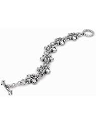 Twisted Blade Silver Fleur De Lis Link Bracelet 9 Inches
