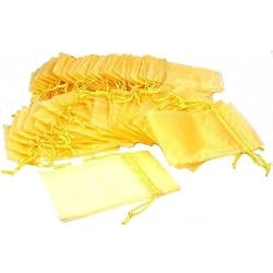 48 Yellow Organza Drawstring Pouches Jewelry Showcase Gift Bags 4x5"