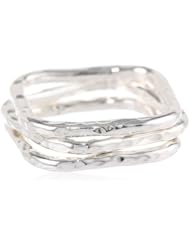 Adina Reyter Square Silver Set-3 Stackable Ring, Size 6