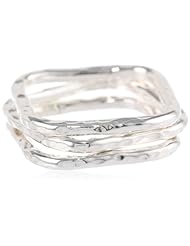 Adina Reyter Square Silver Set-3 Stackable Ring, Size 5
