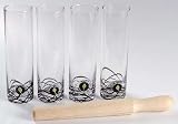Artland Crystal Mojito 4 Mojito Glasses & Wood Muddler, Crystal Tableware
