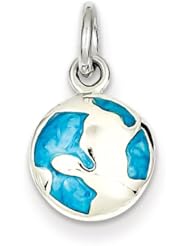 Sterling Silver Teal Enamel Earth Charm