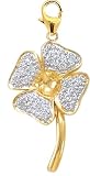14k Gold Diamond Lucky 4-Leaf Clover Charm (1/10 cttw)