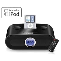 Zenex ZN-DS5005-B Black Alarm Clock FM Radio iPod MP3 Docking Station