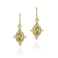18K Gold Over Sterling Silver Peridot Bali Rope Design Dangle Earrings