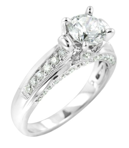 0.62 ct Round Diamond Engagement Ring Setting 18k White Gold