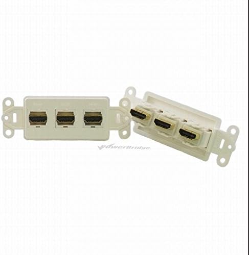 Triple HDMI Pass-Thru Decorator Style AV Cable Connect Insert Wall Plate
