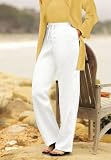 Jessica London Plus Size Drawstring-waist Washed-linen Pants Long