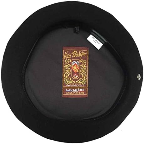 Laulhere VRAI Basque Authentique French Anglobasque Wool Beret,Black,61