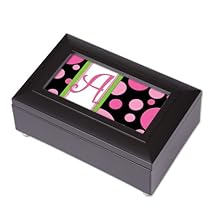 Monogram Pink Fizz Letter A Petite Black Music Box Plays Wonderful World