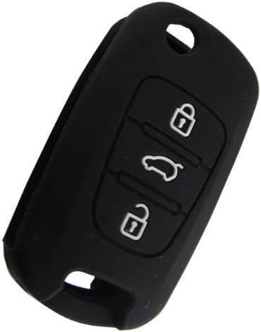 For KIA Sportage 2000 01 02 05 06 07 08 09 10 11 12 2012 Flip Remote Key Case Silicone Cover Car Key Fob Holder Shell 3 Button Black (Empty Silicone Cover Only, No key, no Chips)