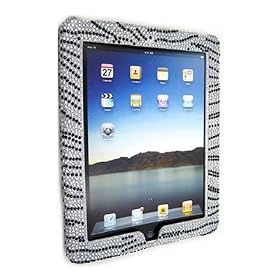 Zebra Crystal Case for Apple iPad; Silver and Black Crystal Rhinestone Diamond Bling - FULL COVER CASE
