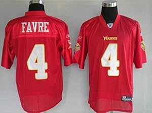 Vikings #4 Brett Favre Red Stitched Football Game Jersey