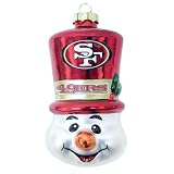 NFL San Francisco 49ers Blown Glass Top Hat Snowman Ornament